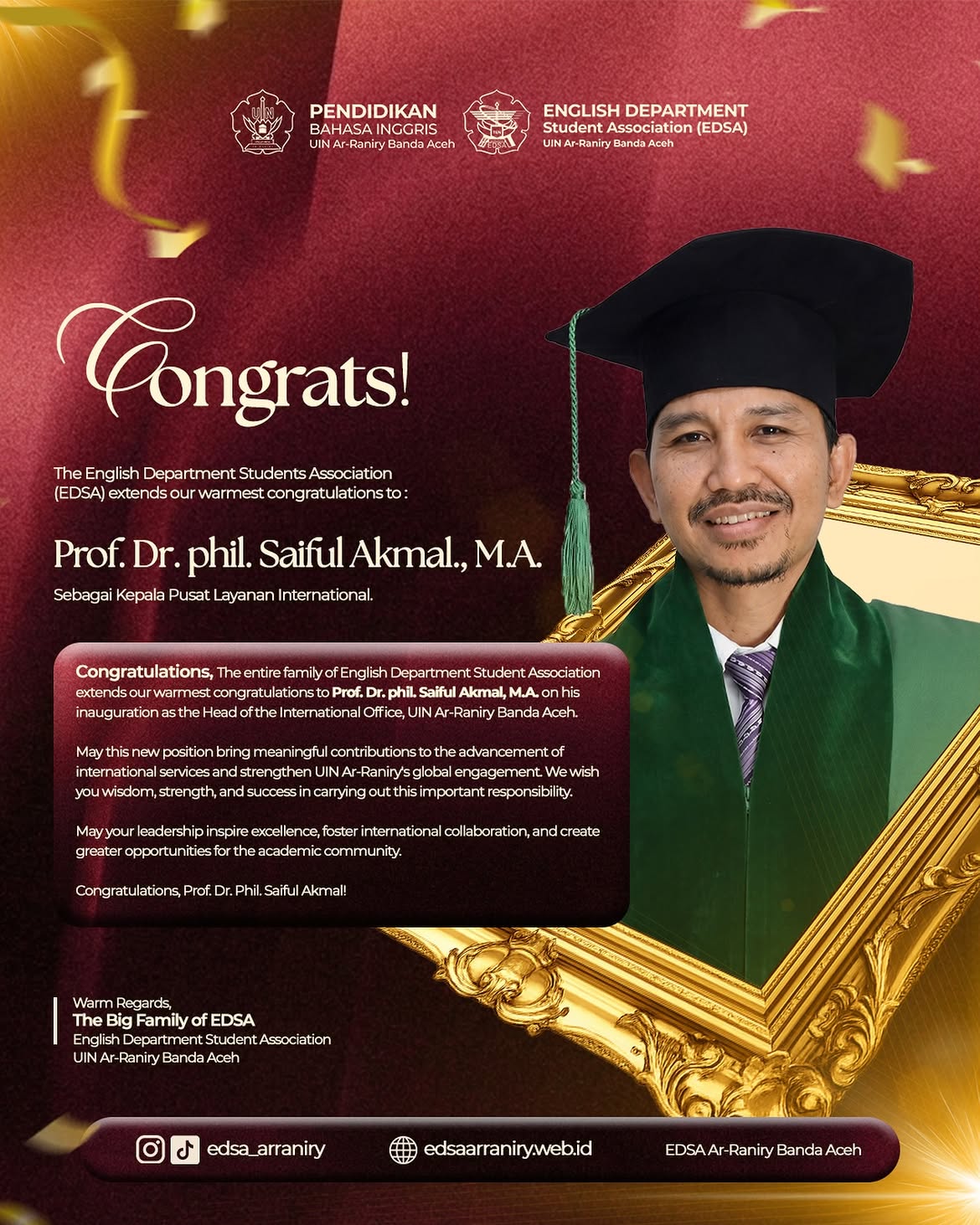 Prof. Dr. Phil. Saiful Akmal, M.A